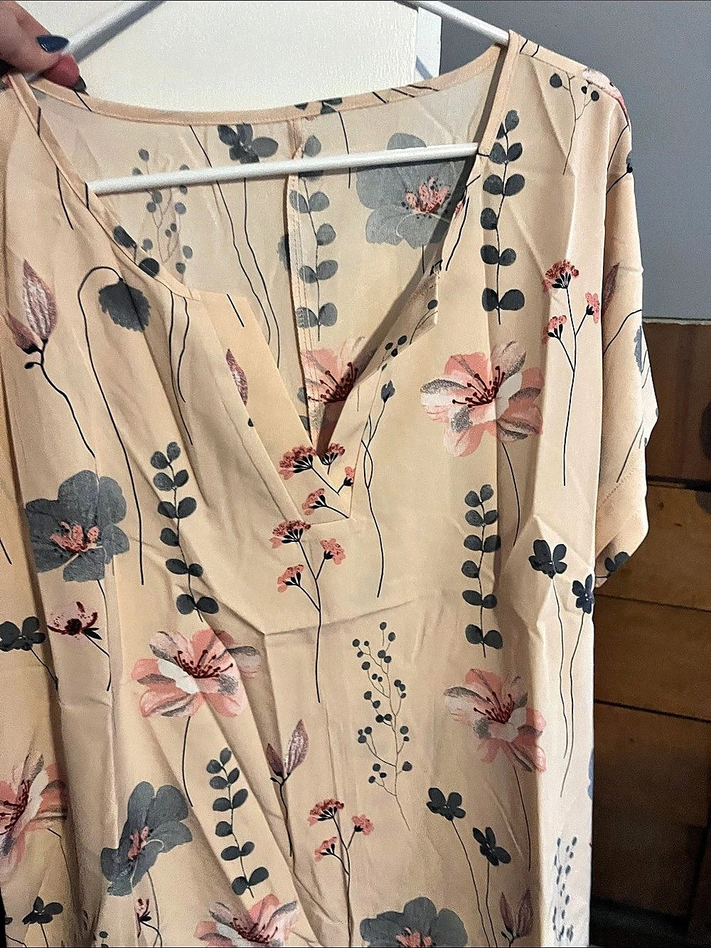 Floral Midi Dress in Beige & Pink Like New